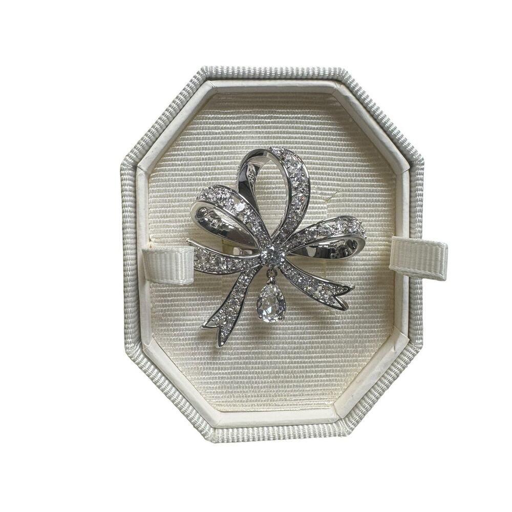 Swarovski Volta Cocktail Ring Bow White Crystal Rhodium Plated 58